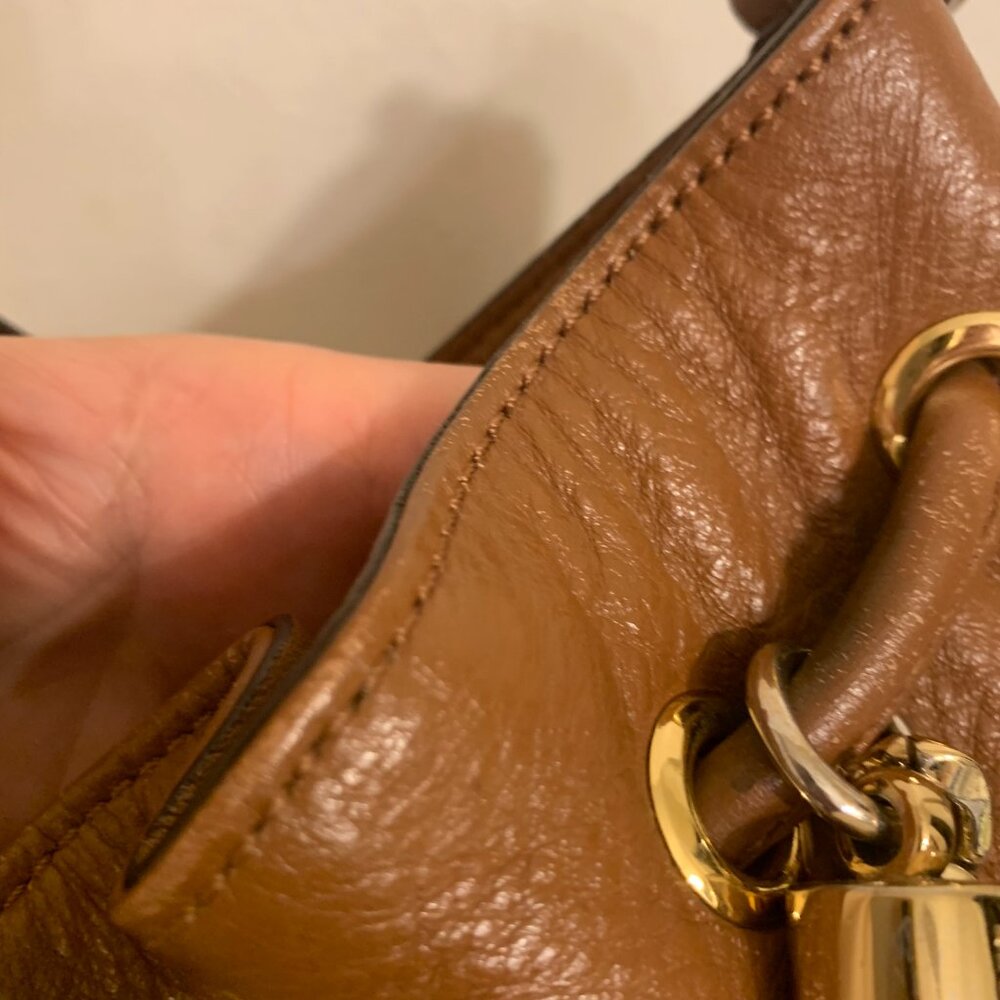 Michael Kors Brown Pheobe Pebbled Leather Handbag Crossbody - Picture 7 of 16